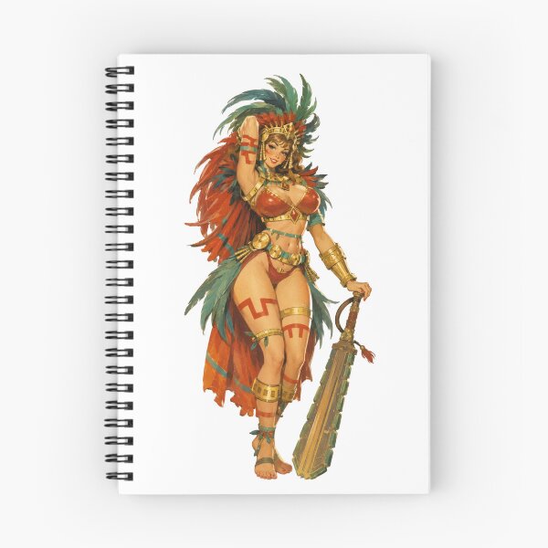 Item preview, Aztec Warrior Pin Up Girl | Original Fantasy Retro Vintage Illustration designed and sold by Cosplayvintage.