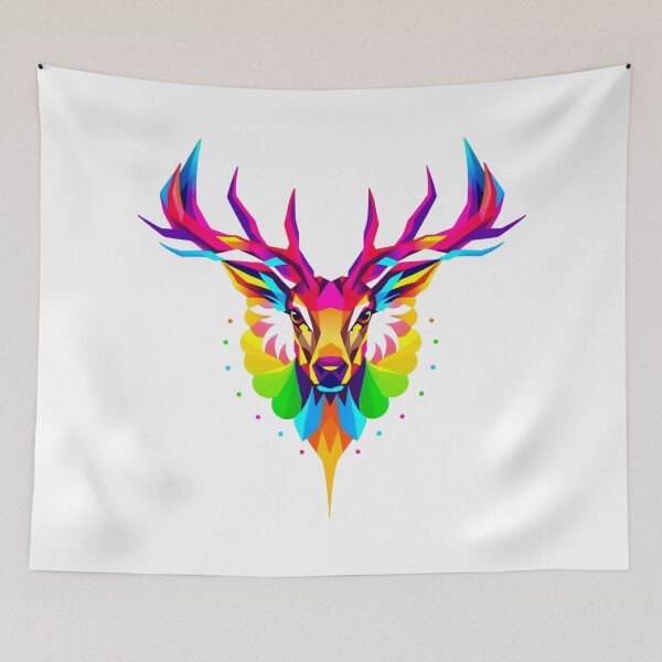 Item preview, Geometric Deer Head – Colorful Modern Wildlife Art designed and sold by GabeMountainArt.