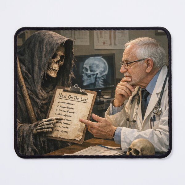 Item preview, And who's on the list...? - The funny grim reaper and the doctor make a shopping list... designed and sold by Nela-&-Lena.