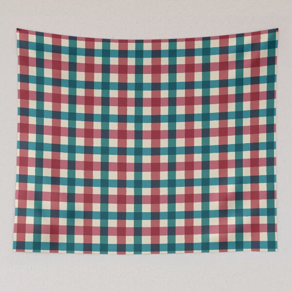Item preview, Teal Navy Pink Cottage Gingham Check Pattern designed and sold by DColourMuse.
