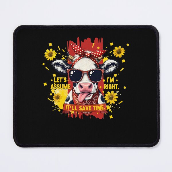 Item preview, Crazy Cow Saying Lets Assume Im Right Itll Save Time - Fun Pop Art T-shirt Design designed and sold by cerima.