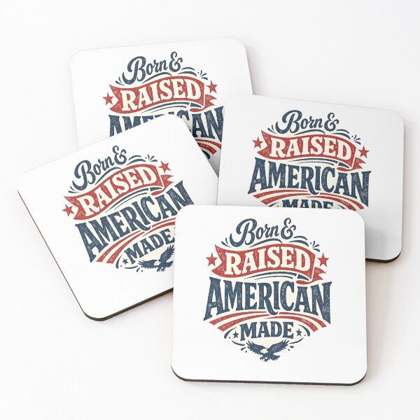 Artikelvorschau, „Born & Raised American Made“ – Vintage-T-Shirt mit patriotischer Typografie entworfen und verkauft von D.Shop.