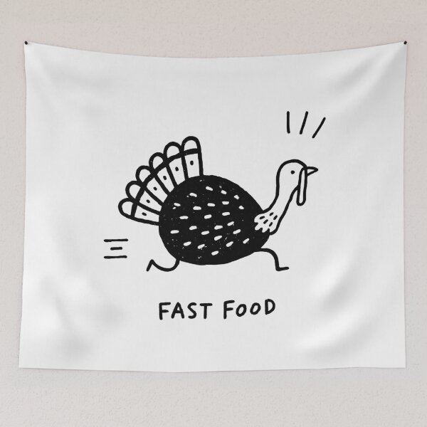 Item preview, Fast Food Running Turkey | Funny Thanksgiving Turkey Cartoon designed and sold by Ramona-Gliga.