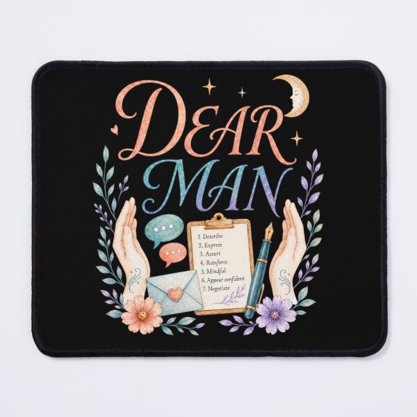 Item preview, DEAR MAN DBT Communication Skills Therapy Reminder Sticker designed and sold by ArcanePrintsxo.