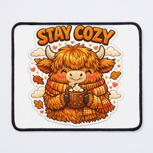 Item preview, Stay Cozy Highland Cow Sticker designed and sold by DadStickerStore.