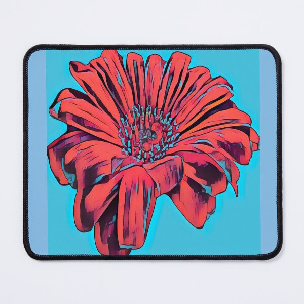 Item preview, Moody Electric Red and Blue Gerbera Daisy Flower Digital Painting designed and sold by BalkanBloom.