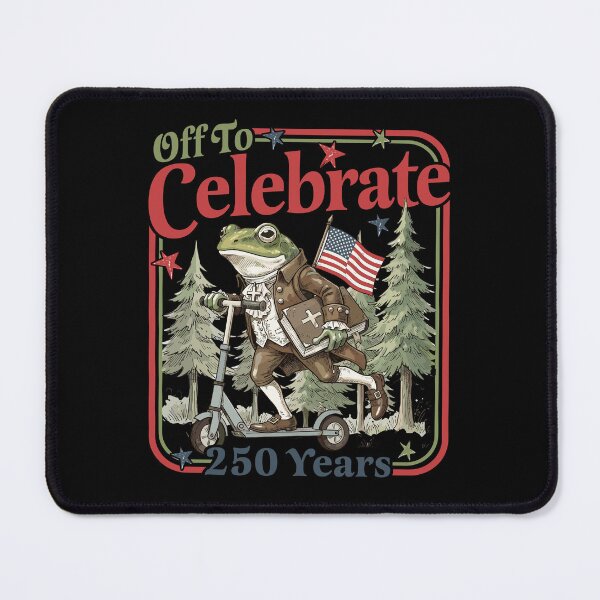 Item preview, Off To Celebrate 250 Years American Founding Father Frog Patriotic History Scooter Ride Vintage Style Art designed and sold by cerima.