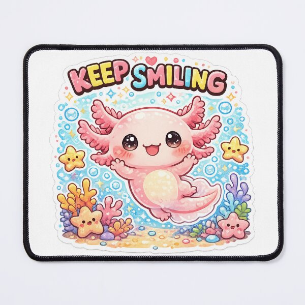 Item preview, Keep Smiling Axolotl Sticker designed and sold by DadStickerStore.