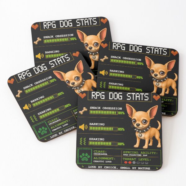Item preview, Funny Chihuahua RPG Stats Pixel Art Gamer Dog Gift designed and sold by PixelBlob.