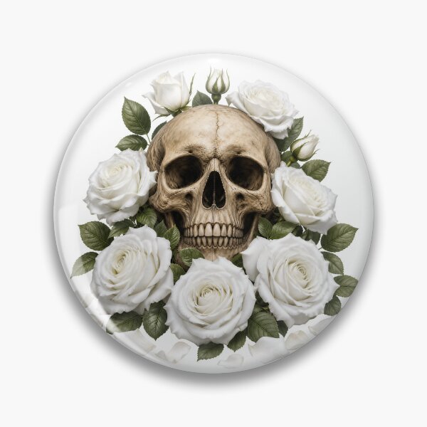 Item preview, Ethereal Gothic Skull with White Roses designed and sold by FrozenPolarBear.