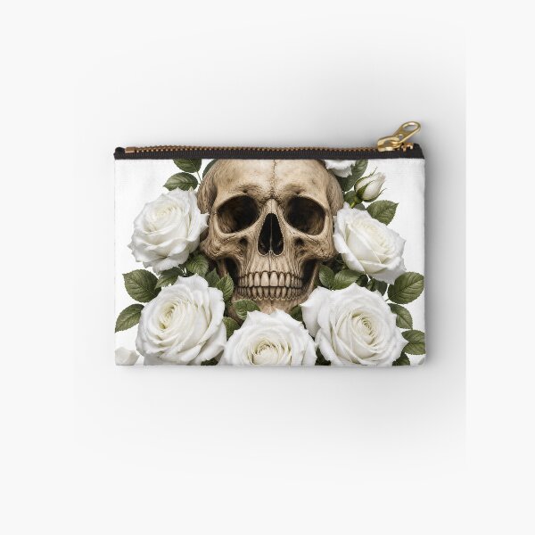 Item preview, Ethereal Gothic Skull with White Roses designed and sold by FrozenPolarBear.