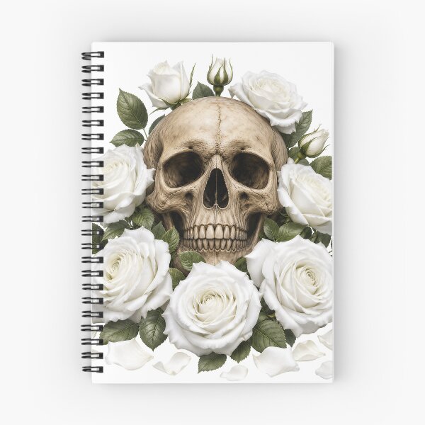 Item preview, Ethereal Gothic Skull with White Roses designed and sold by FrozenPolarBear.