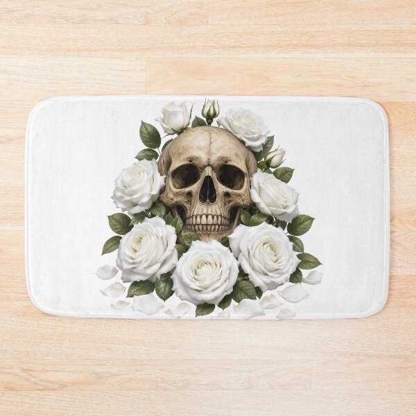Item preview, Ethereal Gothic Skull with White Roses designed and sold by FrozenPolarBear.