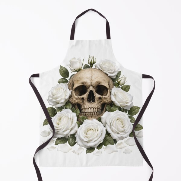 Item preview, Ethereal Gothic Skull with White Roses designed and sold by FrozenPolarBear.