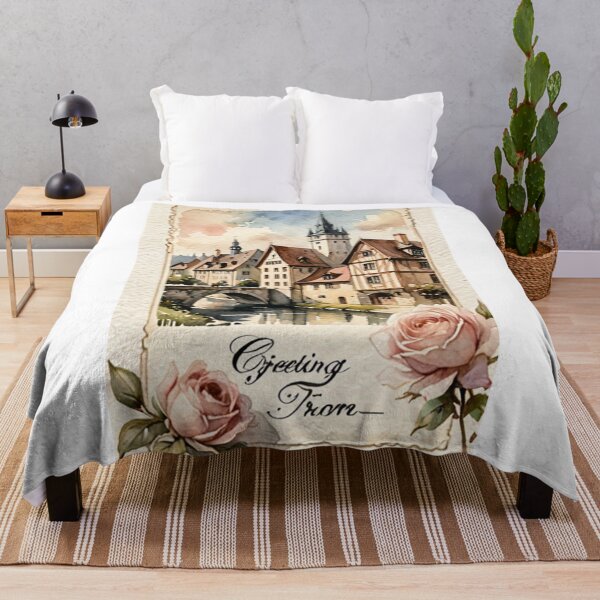 Item preview, Architecture - Typical European Town, Nostalgic and Floral Postcard designed and sold by Reverso-Design.