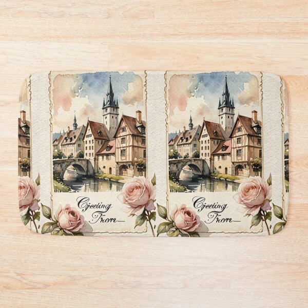 Item preview, Architecture - Typical European Town, Nostalgic and Floral Postcard designed and sold by Reverso-Design.