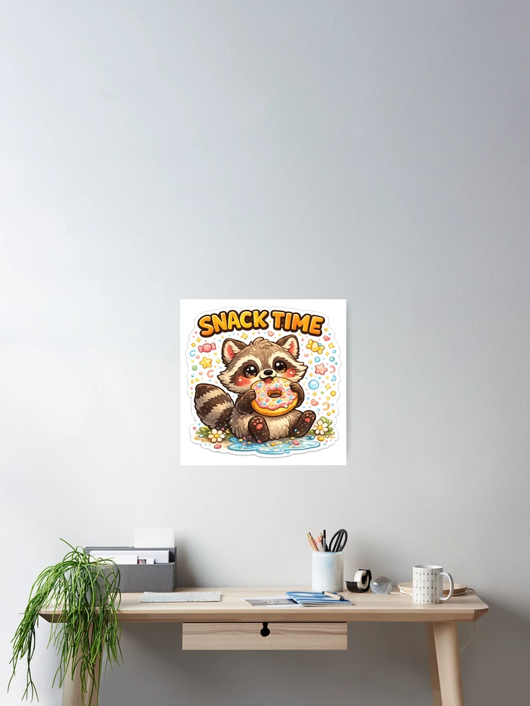 Thumbnail 2 of 3, Poster, Snack Time Raccoon Sticker designed and sold by DadStickerStore.