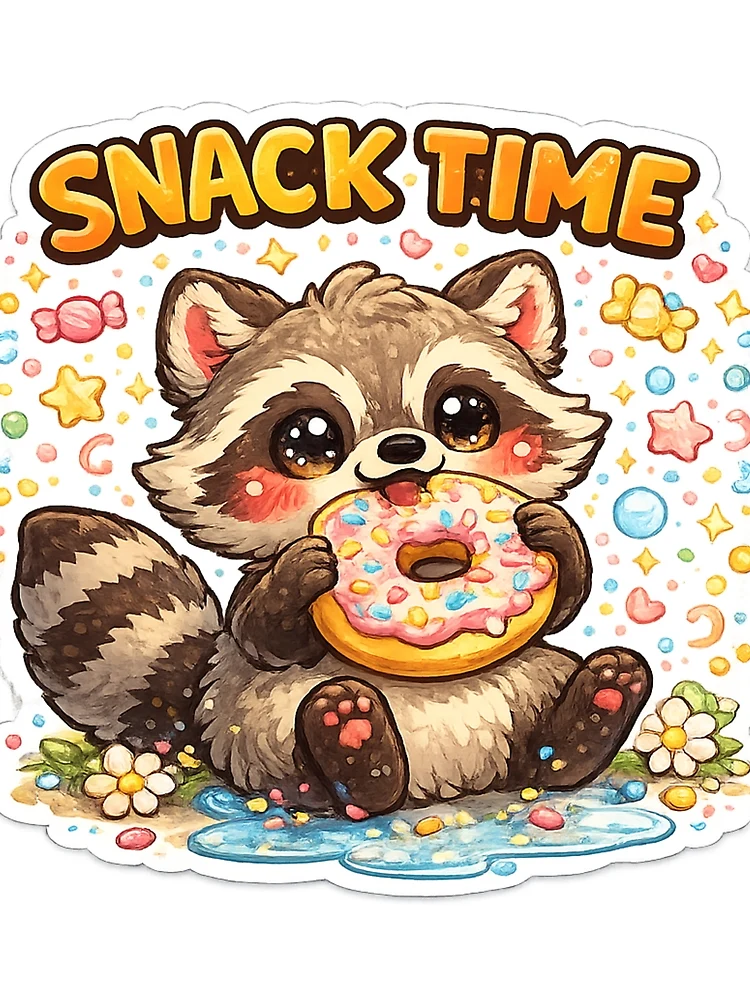 Thumbnail 3 of 3, Scarf, Snack Time Raccoon Sticker designed and sold by DadStickerStore.