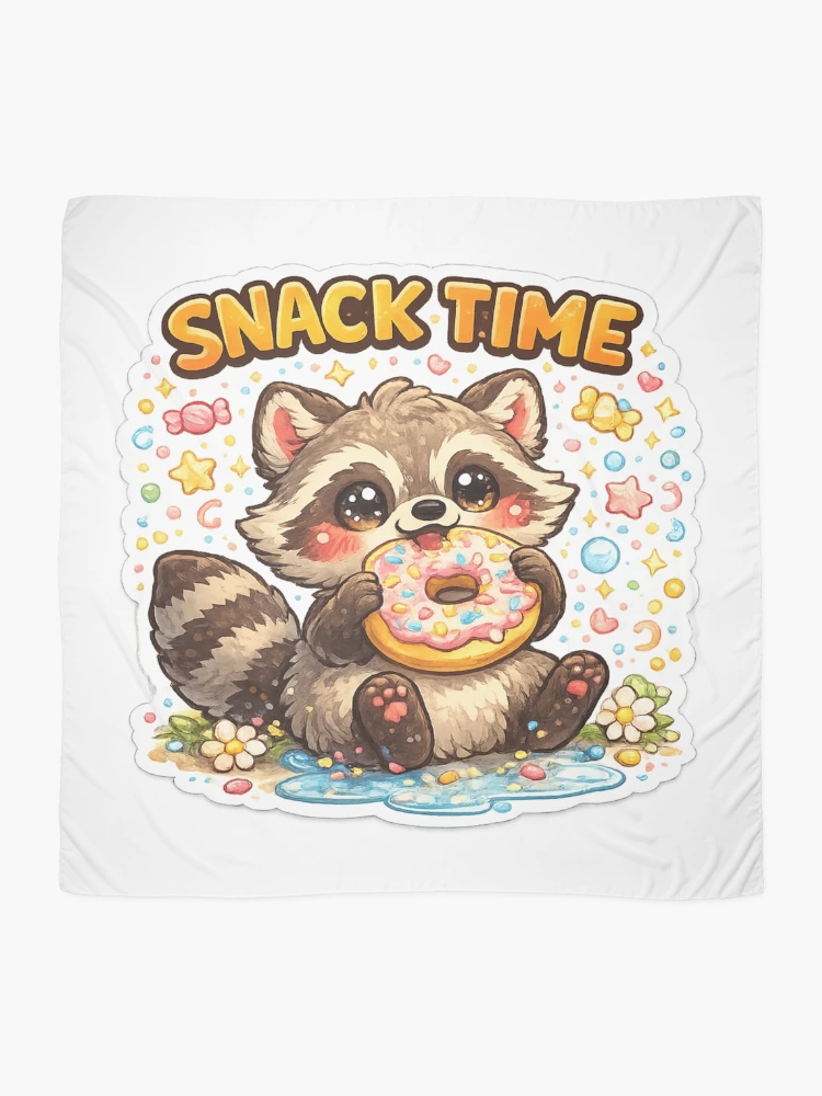 Thumbnail 2 of 3, Scarf, Snack Time Raccoon Sticker designed and sold by DadStickerStore.