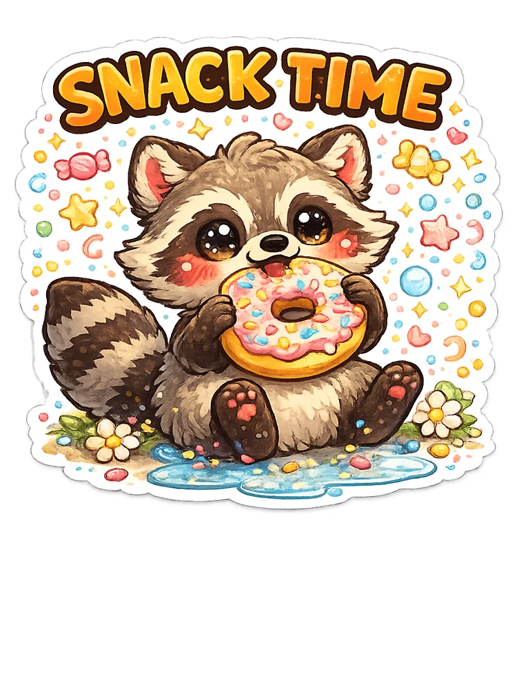 Thumbnail 4 of 4, Boxy T-Shirt, Snack Time Raccoon Sticker designed and sold by DadStickerStore.