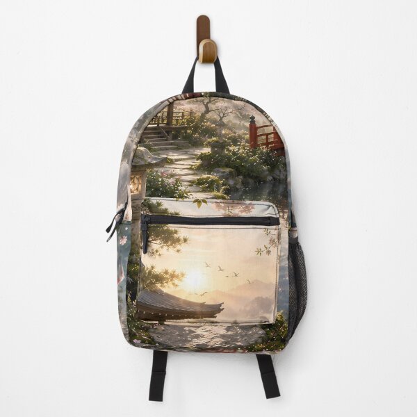 Item preview, Serenity Bridge | Japanese Garden at Sunrise designed and sold by Genesis-Ink.