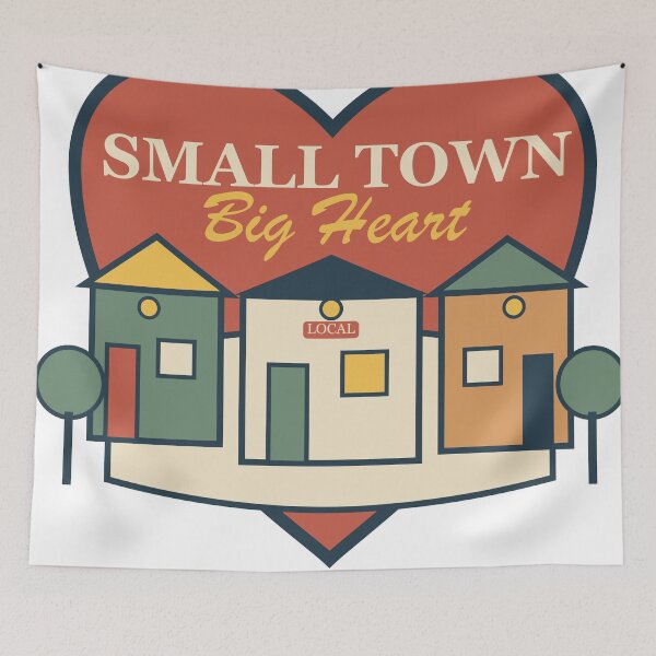 Item preview, Small Town, Big Heart – Artistic Hometown Pride Design designed and sold by FlamoArt.