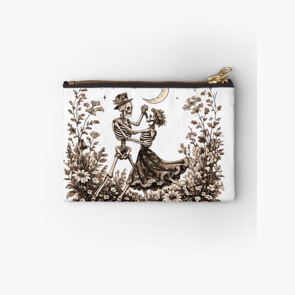 Item preview, Skeleton Couple Dancing Botanical Linocut Art designed and sold by VGAfanatic.