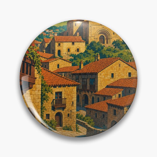 Item preview, Santillana Spain Travel Souvenir - Retro Illustration designed and sold by VisualArtsOasis.