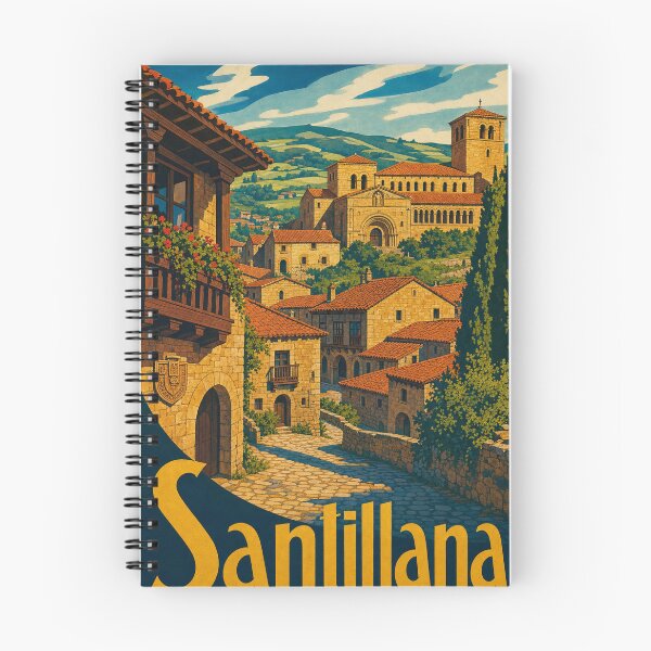 Item preview, Santillana Spain Travel Souvenir - Retro Illustration designed and sold by VisualArtsOasis.