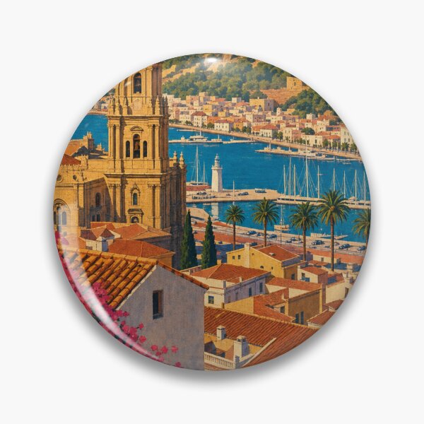 Item preview, Malaga Spain Travel Souvenir - Retro Illustration designed and sold by VisualArtsOasis.