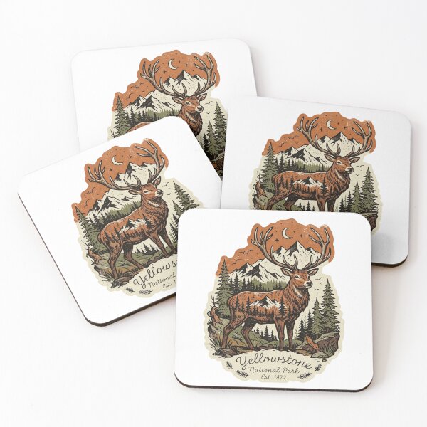 Item preview, "Yellowstone National Park Elk Vintage Nature Illustration" designed and sold by Malalese.