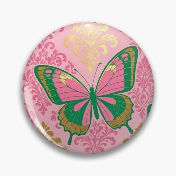 Item preview, Pink, Green & Gold Butterflies & Damask designed and sold by DesignsByPrnces.