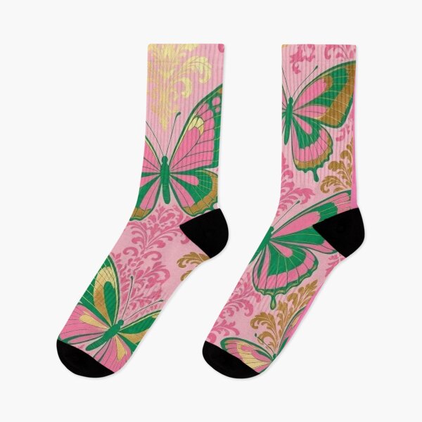 Item preview, Pink, Green & Gold Butterflies & Damask designed and sold by DesignsByPrnces.