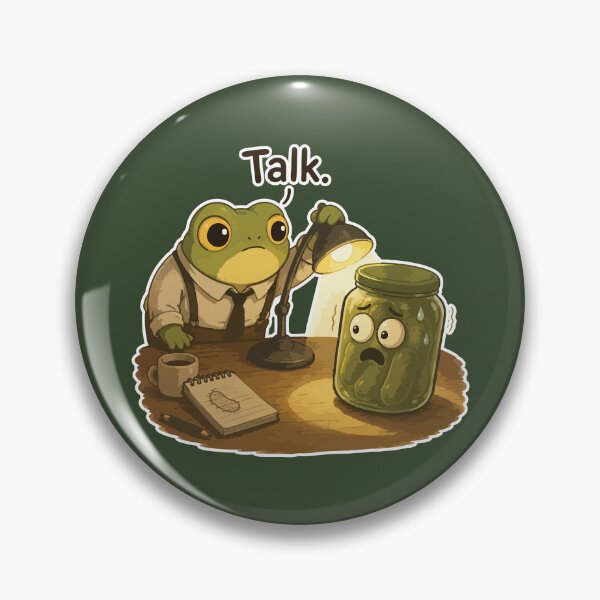 Item preview, Talk Funny Frog Sticker – Pickle Interrogation Cartoon designed and sold by SimplePoDesign.