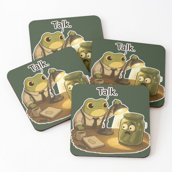 Item preview, Talk Funny Frog Sticker – Pickle Interrogation Cartoon designed and sold by SimplePoDesign.