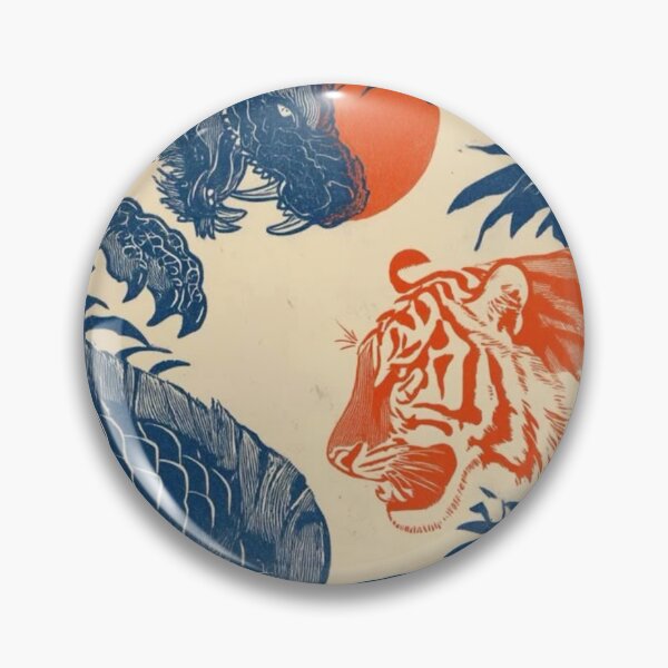 Item preview, Tiger and Dragon Red Blue Traditional Japanese Art Print  designed and sold by beautyinlove.