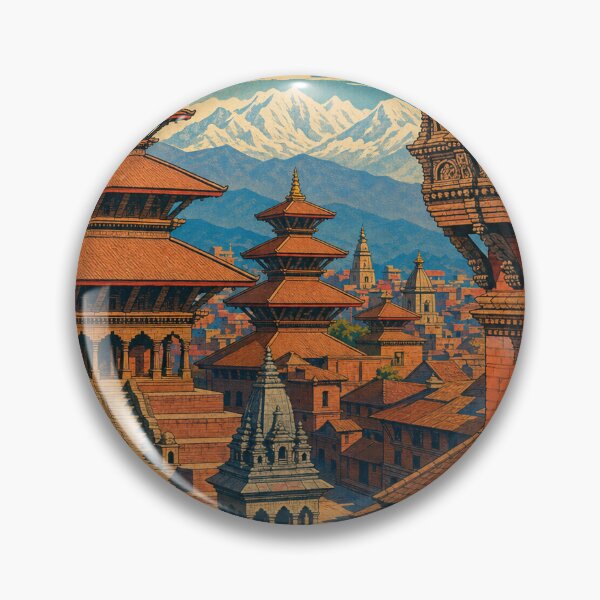 Item preview, Bhaktapur Nepal Travel Souvenir - Retro Illustration designed and sold by VisualArtsOasis.