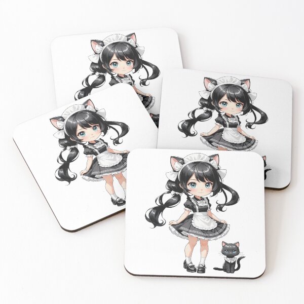Item preview, Cute Midnight Cat Maid – Adorable Kawaii Anime Girl designed and sold by bella-rosa87.