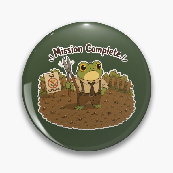 Item preview, Mission Complete Funny Frog Sticker – Weed Removal Victory designed and sold by SimplePoDesign.