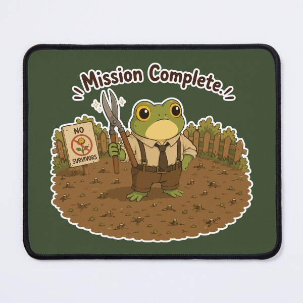 Item preview, Mission Complete Funny Frog Sticker – Weed Removal Victory designed and sold by SimplePoDesign.