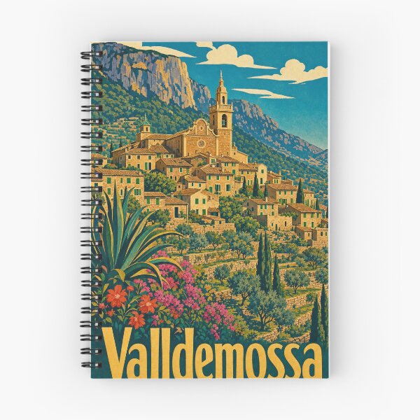 Item preview, Valldemossa Spain Travel Souvenir - Retro Illustration designed and sold by VisualArtsOasis.