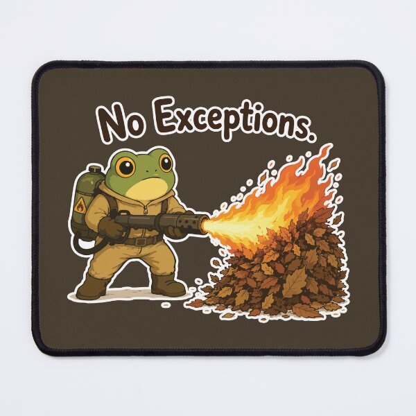 Item preview, No Exceptions Funny Frog Sticker – Flamethrower Leaf Cleanup designed and sold by SimplePoDesign.