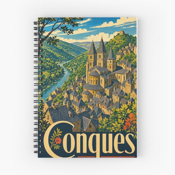 Item preview, Conques France Travel Souvenir - Retro Illustration designed and sold by VisualArtsOasis.
