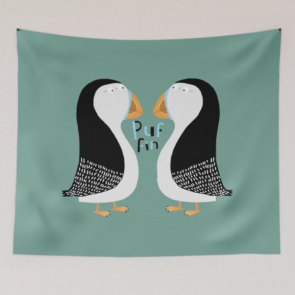 Item preview, Puffins Pattern, Black & White Illustration By Irish Artist Carla Daly designed and sold by Carla Daly.