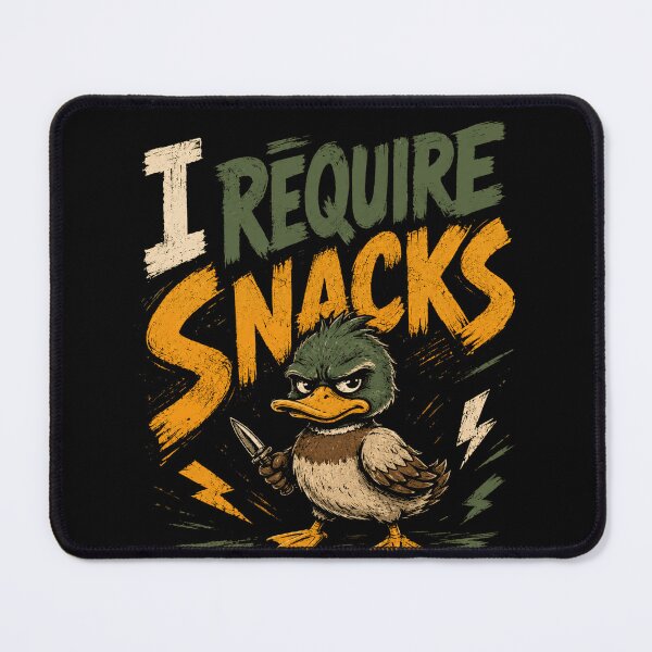 Item preview, I Require Snacks Funny Duck Hungry Meme Animal Lover Waterfowl designed and sold by SkeletonsDanger.