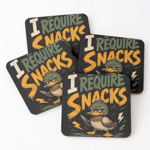 Item preview, I Require Snacks Funny Duck Hungry Meme Animal Lover Waterfowl designed and sold by SkeletonsDanger.
