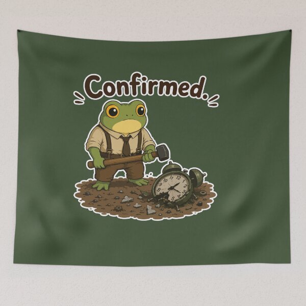 Item preview, Confirmed Funny Frog Sticker – Time Is Dead Cartoon Humor designed and sold by SimplePoDesign.