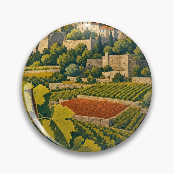 Item preview, Groznjan Croatia Travel Souvenir - Retro Illustration designed and sold by VisualArtsOasis.