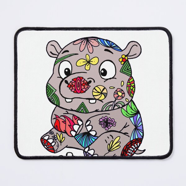 Item preview, Cute Floral Hippo - Colorful Zentangle Pattern designed and sold by The Mandala Oasis.
