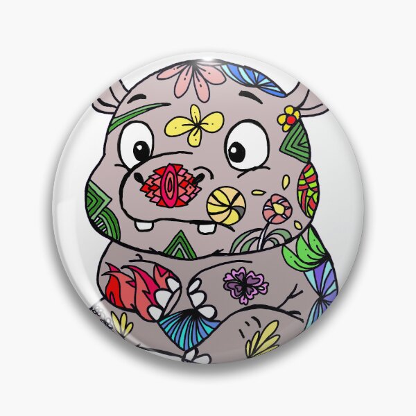Item preview, Cute Floral Hippo - Colorful Zentangle Pattern designed and sold by The Mandala Oasis.